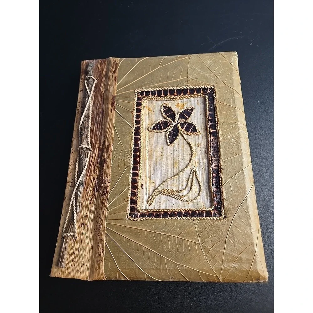 Boho Handmade Tree Bark Leaf Cover Blank Journal Scrapbook Photo‎ Twine Bound 9